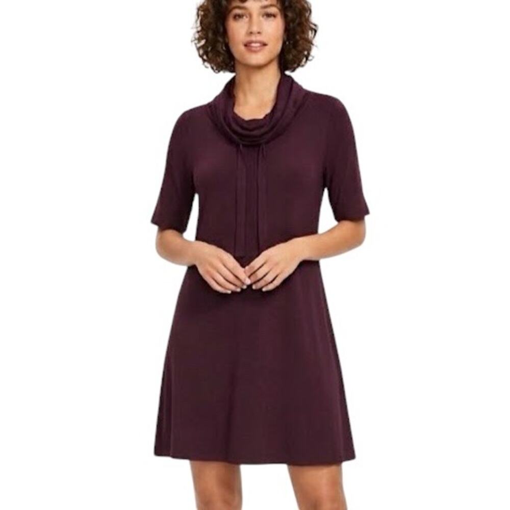 NWT Ann Taylor LOFT Cowl Neck T-Shirt Dress Burgundy Size Small
